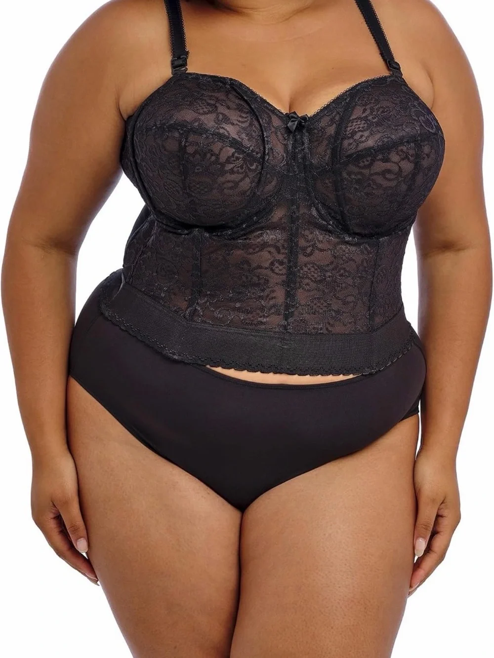 Goddess Black Lace Strapless Longline Bustier